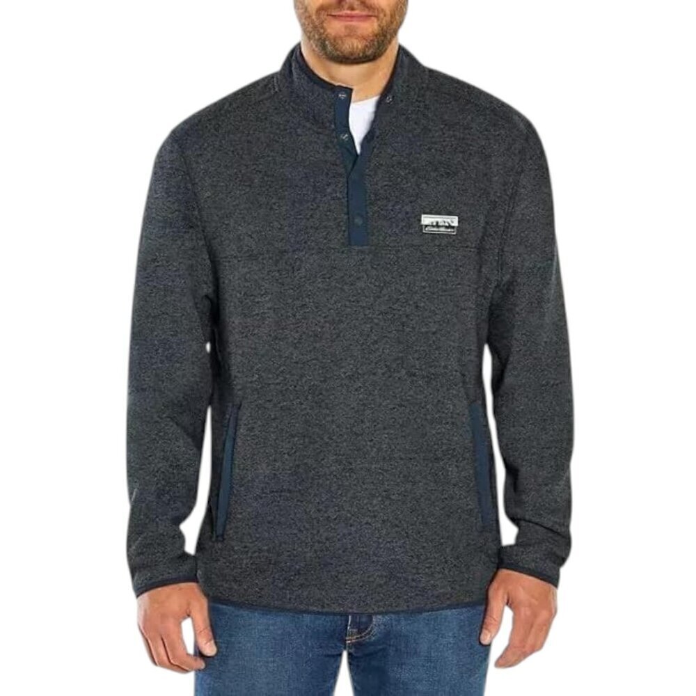 Eddie Bauer Men's Sweater Fleece Quarter Length Snap Pullover M